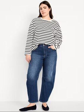 Dark Wash Wow High-Waisted Barrel Ankle Jeans